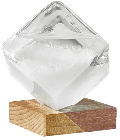 Pronóstico del tiempo de de tormenta tormenta de vidrio | Barómetro en forma de cubo, Barómetro de vidrio de tormenta con base | para oficina interior dormitorio jardín para mujeres y hombres