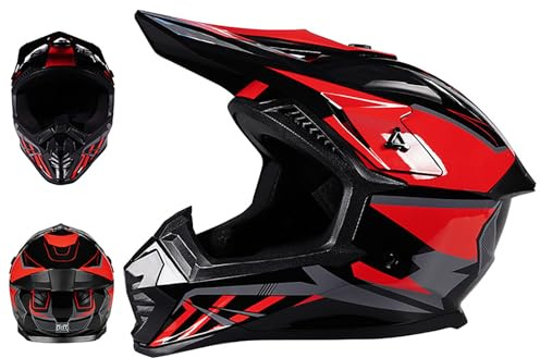 Casco Da Motocross, Casco Integrale Per Adulti E Ragazzi, Casco Da Fuoristrada Per Moto, MTB, BMX, Downhill, Mountain Bike, Moto, Certificazione DOT, Sport All'aria Aperta,I-M (55~56cm)