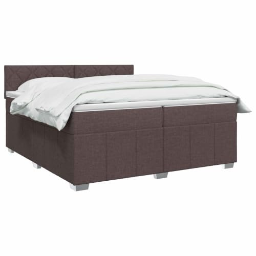 vidaXL Lit boxspring avec Matelas Marron foncé 200 x 200 cm Tissu, Boxspring Moderne, tête de lit réglable, Matelas Ferme, Sommeil Confortable, Meuble déco stylé
