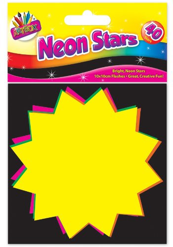 THE ART BOXARTBOX 10x10cm Fluorescent Stars (Pack of 40), Assorted, 6219