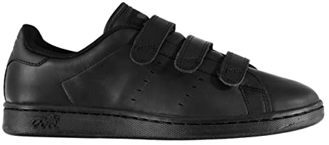 Lonsdale Mens Leyton Trainers Court Strap Hook and Loop Comfortable Fit Black/Black UK 12 (47)