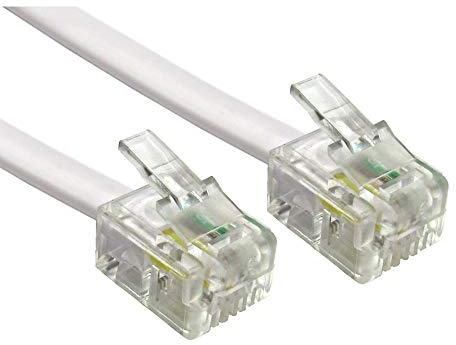 Alida Systems ® Câble ADSL 1m - Supérieure Qualité/Broches de Contact Plaqué Or/Internet Haute Vitesse à Large Bande/Routeur ou Modem à la Prise Téléphonique RJ11 ou Microfiltre/Blanc