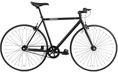 FabricBike Original - Vélo Fixie Single Speed, 28 Pouces, Fixed Gear, Single Speed, Cadre Hi-Ten Acier, 10,45 kg (Talla M). (Matte Black & White, L-58cm)