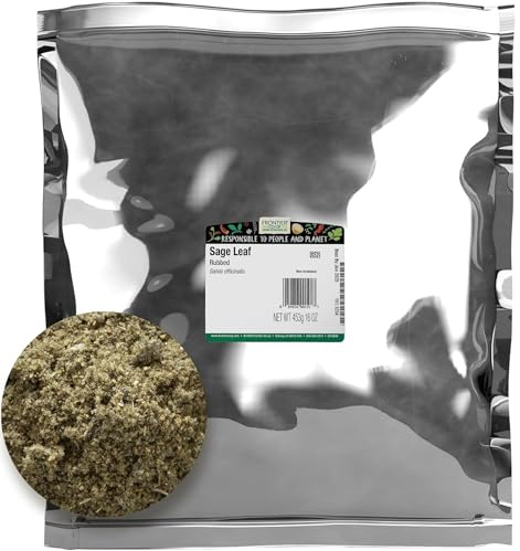 Frontier Co-op Rubbed Sage Leaf, 1-Pound, Sweet, Earthy Flavor With Hints of Mint, Pairs with Garlic & Rosemary, Kosher