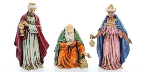 Moranduzzo Three Wise Men for Nativity Scene of 5 Inch Scale 1:15 - Unbreakable Nativity Figures - 18th Century Style, Hand-finished Painting, Official Product, Made in Italy, Sculptor M. Landi