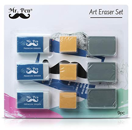 Mr. Pen Eraser Set with Kneaded Erasers, Gum Erasers and Pencil Erasers, Pack of 9