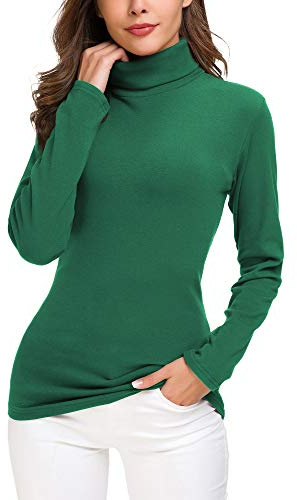 EXCHIC dam basic långärmad slim fit polokrage tröja