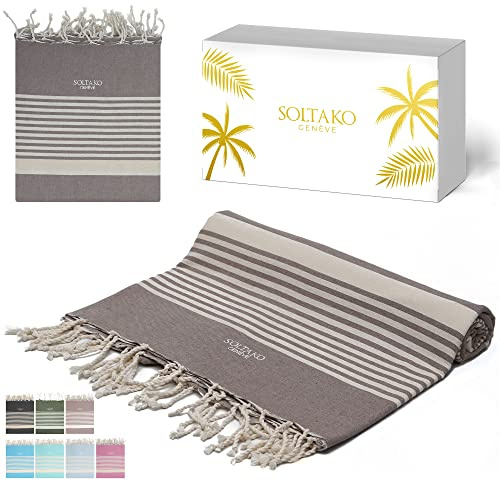 SOLTAKO Fouta XXL - Serviette Plage Anti Sable - Drap de Bain pour Hammam, Sauna, Yoga, Pique-Nique - Serviette de Bain Grande Taille - Fouta Plage 200x200 cm - Drap 2 Personnes