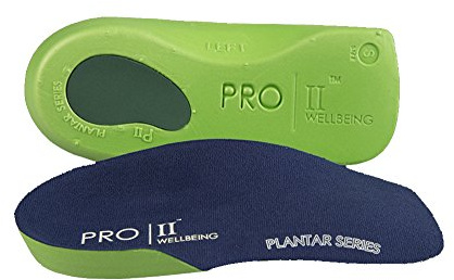 PRO 11 WELLBEING 1 Pair of Slim Fit 3/4 Orthotic Insoles with Heel Pad for Plantar Fasciitis (13/14 UK, Green)