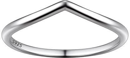Suplight Anello Donna a Forma di V in Argento 925 - Wishbone Impilabile Semplice Fedina Sottile per Coppia, Fidanzamento, Matrimonio - Misura 17