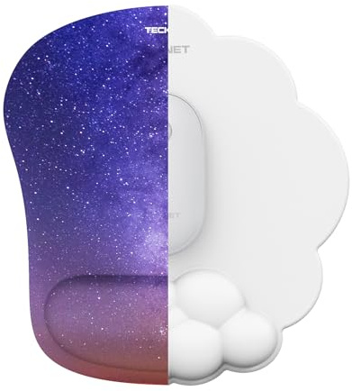 TECKNET Tappetino Mouse con Poggiapolsi, Gaming Mouse Pad Ergonomico con Memory Foam, Tocco Morbido e Impermeabile, Tappetini Mouse Supporto per Computer, Ufficio, Base di Gomma Antiscivolo