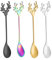 BZKSER Elch Löffel Rührlöffel Edelstahl - 4 pcs Elchlöffel Elch Kaffeelöffel Dessertlöffel Silber Süßer Weihnachtslöffel Elch Kuchenlöffel für Weihnachten Tee Milch Kaffee Dessert Getränke(4Farben)