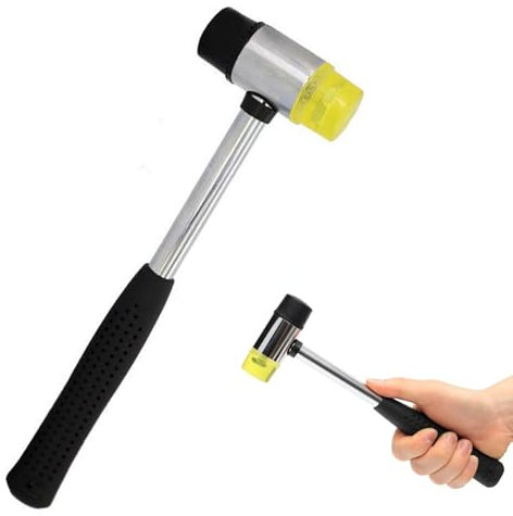 Martillo de Goma de 25 mm,Martillo de Goma de Doble Cara de Instalación,Mazo de Goma de Doble Cara,para Joyería,Herramientas Artesanales de Bricolaje,Artesanía de Cuero,1 Piezas,Negro