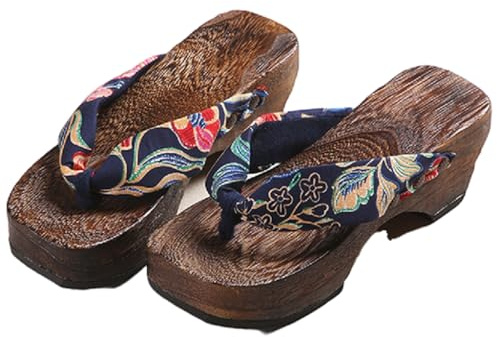 YCZHD Tongs Sabots Traditionnels Japonais pour Femmes Chaussures Talons Hauts à Deux Dents Sandales Kimono Geta Sabots Pantoufles(Size:EU 40,Color:Violet)
