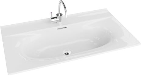 LAVITA Kolorado 800 Lavabo de meuble avec trop-plein et trou de robinet, en porcelaine de qualité supérieure, 81 x 46,5 x 17 cm, blanc brillant