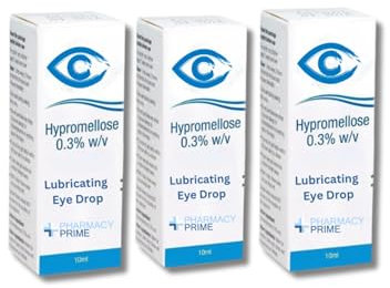 Hypre Mellose Eye Drops 0.3% - 10ml | 3 Pack for Dry Eyes Relief and moisturising Eye Drops - 10ml X 3