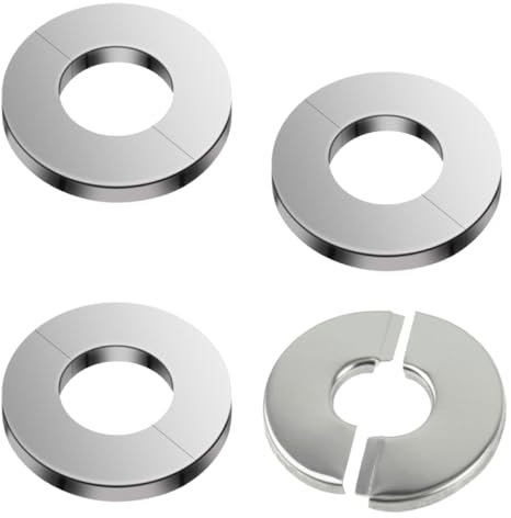 Confezione da 4 coperture per tubi in acciaio inossidabile, flange divise a parete, senza foratura, rosetta rotonda per tubo doccia, rubinetto della stufa, 40 mm