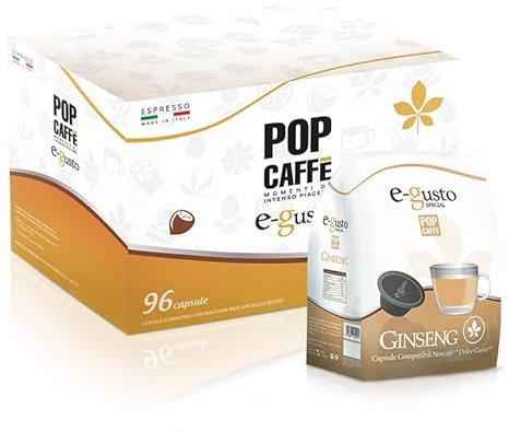 160 POP CAFFE GINSENG Capsule compatibili con Dolce Gusto - POP CAFFE E-GUSTO Ginseng solubile compatibile con Macchine Nescafè Dolce Gusto – 10 Sacchetti da 16 -