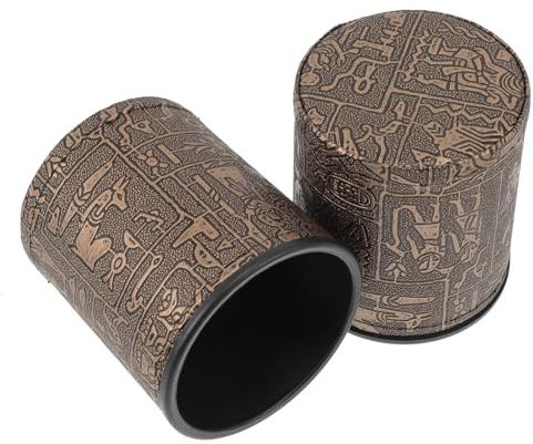 Beaupretty Lot de 2 Gobelets à Dés en Cuir Motif Égyptien, Accessoires de Jeu de Dés pour Adultes, Grosse Capacité, Surface Lisse, pour Jeux de Société, Fête et Karaoké
