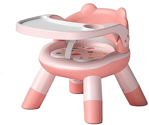 Vvikizy Asiento de Comedor para bebé, Trona para Niños Pequeños, Respaldo Ajustable, Taburete Multifuncional para Viajes en Casa con Diseño de Dibujos Animados, Material Plástico PVC. (Rosa)
