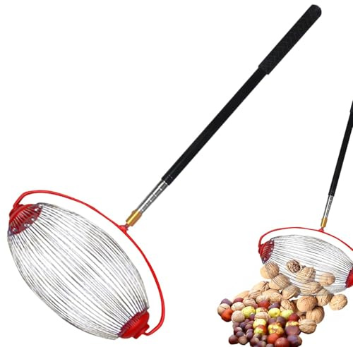 QIAKEFE Ramasse Noix,Collecteur De Noix Télescopique,Cueilleur De Noyers Et De Châtaigniers,Collecteur Multifonctionnel pour Fruits,Golf Ferme Famille Récupérateur de Noix (B-Large Size)