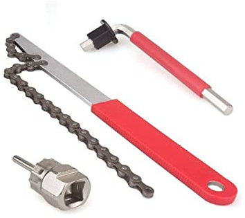 Whoasyst Herramienta de extracción de casete de bicicleta con látigo de cadena y llave auxiliar, herramienta de extracción de bicicletas/látigo de cadena