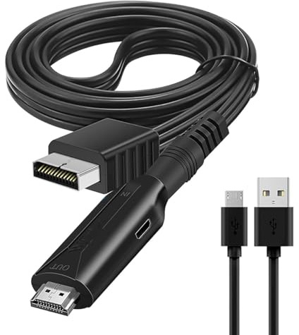 KQLHLHDYZ PS1/PS2 to HDMI Adapter Cable, PS2 to HDMI Converter Cord, HD Video Audio Multimedia Interface Cable Link Connector Supports 720P/1080P Output for PS1/PS2 Game Consoles Projector Monitor TV