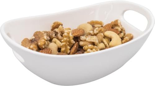 NERTHUS FIH 1337 Bol Ovalado de Porcelana con Asas para Snacks, Elegante Servicio de Aperitivos (Paquete de 6)