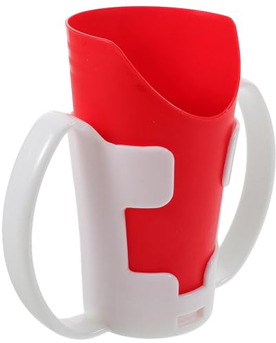 Ciieeo Bicchiere in Plastica per Anziani con Design Ergonomico e Taglio a U, Supporto per Difficoltà di Deglutizione, Antiribaltamento, con Portabicchiere Staccabile per Uso Quotidiano
