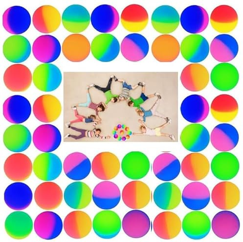 6 Pièces Balles Rebondissantes,60MM Balle Rebondissantes Bicolore Givré,Doux Rebondissant Caoutchouc Boules Bicolore Soulagement Stress pour Les Cadeaux de Fête des Filles et des Garçons-6 Couleurs
