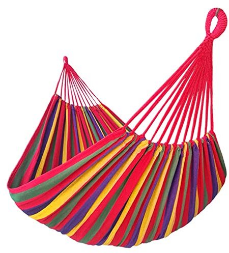 GOCAN XXL Hängematte 2 Personen 220x160cm Gesamtlänge 330cm Last 300kg Leinwand-Baumwoll-Hängematte Outdoor für Garten Indoor Kinder Balkon Rot