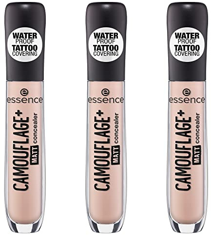 Essence CAMOUFLAGE+ MATT correttore, penna di copertura, copertura per tatuaggi, n. 10 rosa chiaro, nude, opacizzante, opaco, senza olio, impermeabile, senza alcool, confezione da 3 (3 x 5 ml)