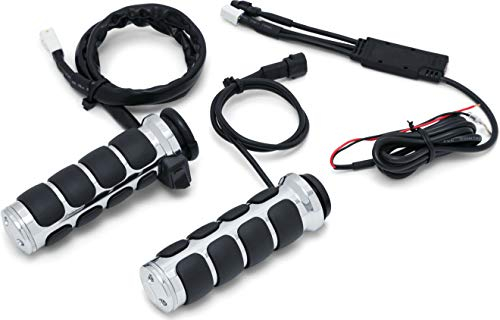 Kuryakyn 6470 Motorrad Lenker Zubehör: Beheizte ISO-Griffe für Harley-Davison 2008-20 mit elektronischer Gashebelregelung, Chrom, 1 Paar