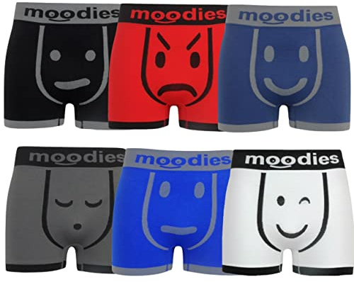 moodies Mens Boxer Shorts Seamless Trunks Briefs Adults Underwear 6 Pairs (Medium)