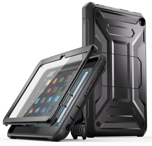 Fire HD 8 Tablet Case (Latest 12th Generation 2024/2022 Release) - TrendGate Lightweight Armor Series Case Built-in Screen Protector with Stand for Amazon Kindle Fire HD 8/Plus/Kids/Pro Tablet - Black