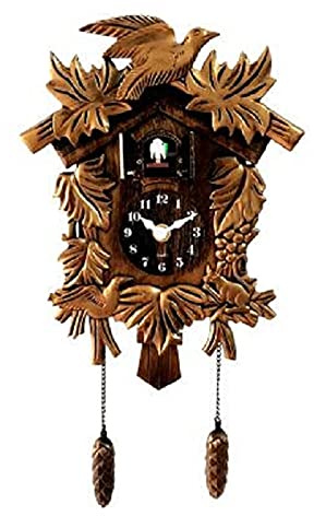 Cuckoo Clock Chiming Vintage Cuckoo Wall Clock Singing Bird Clock Home Decor Christmas Clock Gifts Resin Classic Brown