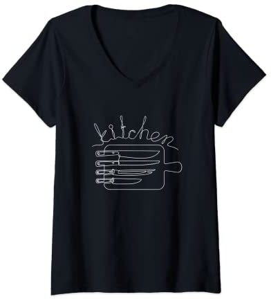 Femme Couteaux de cuisine pour étudiants, enseignants, pâtissiers T-Shirt avec Col en V