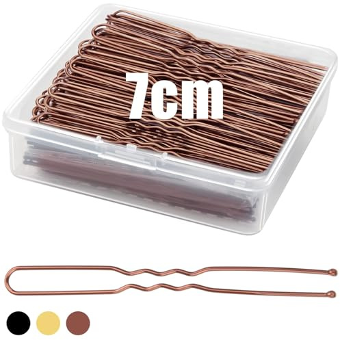 Mbsomnus 200PCS Hair Pins 7cm U-Shaped Hair Pins Long Bobby Pins Brown Hair | Bun Pins with Storage Box, Hair Grips for Women, Girls, Wedding Styling, Home Use