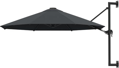 ZEYUAN Wall-Mounted Parasol with Metal Pole 300 cm Anthracite,Sun Umbrella,Cantilever Parasol,Garden Umbrella