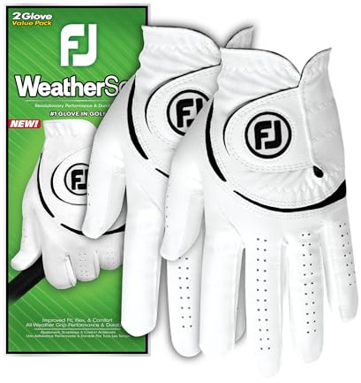 Footjoy WeatherSof - Guantes de Golf para Hombre, 2 Unidades, Color Blanco