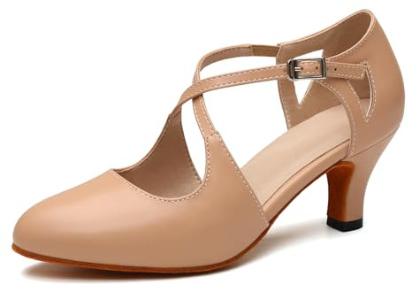 VCIXXVCE Chaussures de Danse Latine Femme Nude Bout Fermé Salsa Tango Bachata Chaussures de Danse de Salon, 40 EU