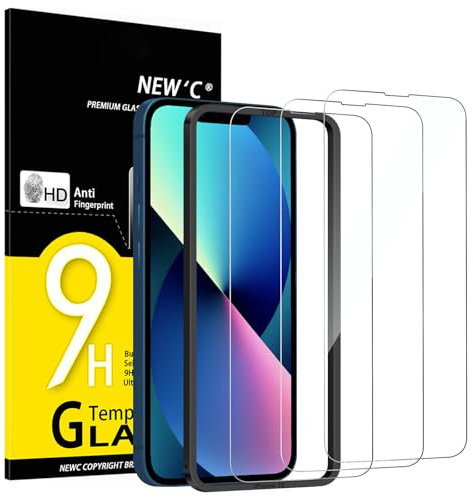 NEW'C 3 Stück für iPhone 14,iPhone 13,iPhone 13 Pro für Panzerglas (6,1 Zoll), Frei von Kratzern, 9H Härte, HD Displayschutzfolie, Ultrabeständig -Einfaches Installationswerkzeug enthalten
