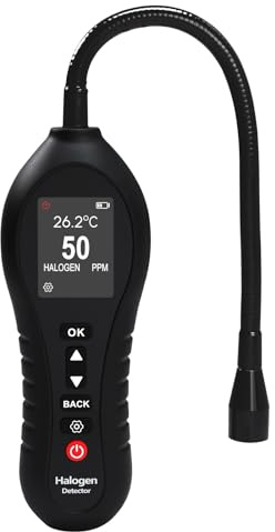 Detector de fugas de refrigerante HVAC, detector de fugas de freón con sonda flexible de 10 pulgadas, rango de 0-1000 PPM, pantalla a color, para sistemas automotrices y de aire acondicionado (CFC,