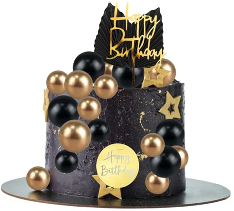 26 Pièces Boule Decoration Gateau, Decoration Gateau Anniversaire, Balle Gâteau Topper, Mini Topper de Gâteau, Cupcakes Toppers, Decoration pour Gâteau D'anniversaire, Mariage