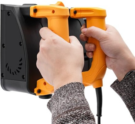 HuKaiL Elektrisk vägghyvelmaskin, 1 200 W, 220 V, 4 000 RMP Power handhyvelmaskin med 1–4 mm justerbar och 15 cm fräsbredd, bärbar elhyvel med kabel och dammutsugning för väggrenovering