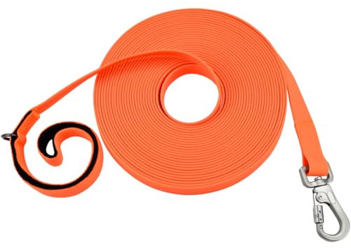 JGCJGG 10M Wasserdicht Hunde Schleppleine Gummierte Hundeleine Lange Schleppleine Hunde Laufleine mit Abschließbarer Karabine Haustier Trainingsleine Trekkingleine für Große bis Kleine Hunde, Orange