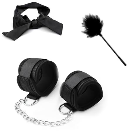Bondage-Set,BDSM Bondage Fesseln SM Sex Spielzeug，Bettfesseln Handschellen Augenmaske Augenbinde Federkitzler, BDSM Fetich Bondage Set Für Fesseln Sexspielzeug für Paare Extrem