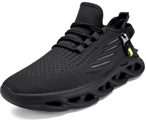 VGPSFN Mens Trainers Non Slip Running Shoes Gym Athletic Fitness Shoes Walking Trainers Ligthweight Comfortable Training Outdoor Sneakers Black 12.5