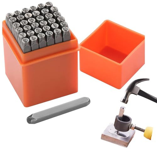 Mailfull 37 Stück Schlagzahlen Set 3mm Schlagbuchstaben Buchstaben Alphabet Prägestempel Stahlwerkzeug für DIY Schnitzprägungen auf Metall Holz Leder