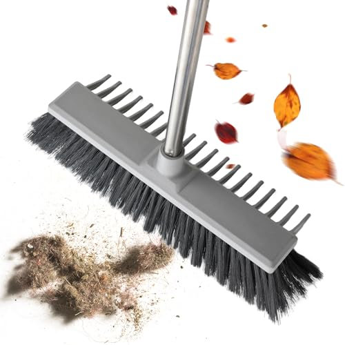 Heavy Duty Outdoor Push Broom with Rake, 127cm Dual-Sided Garden Brush & Rake for Leaves, Grass, and Debris, Long Handle Yard Sweeper for Patio, Driveway, Deck, and Garage